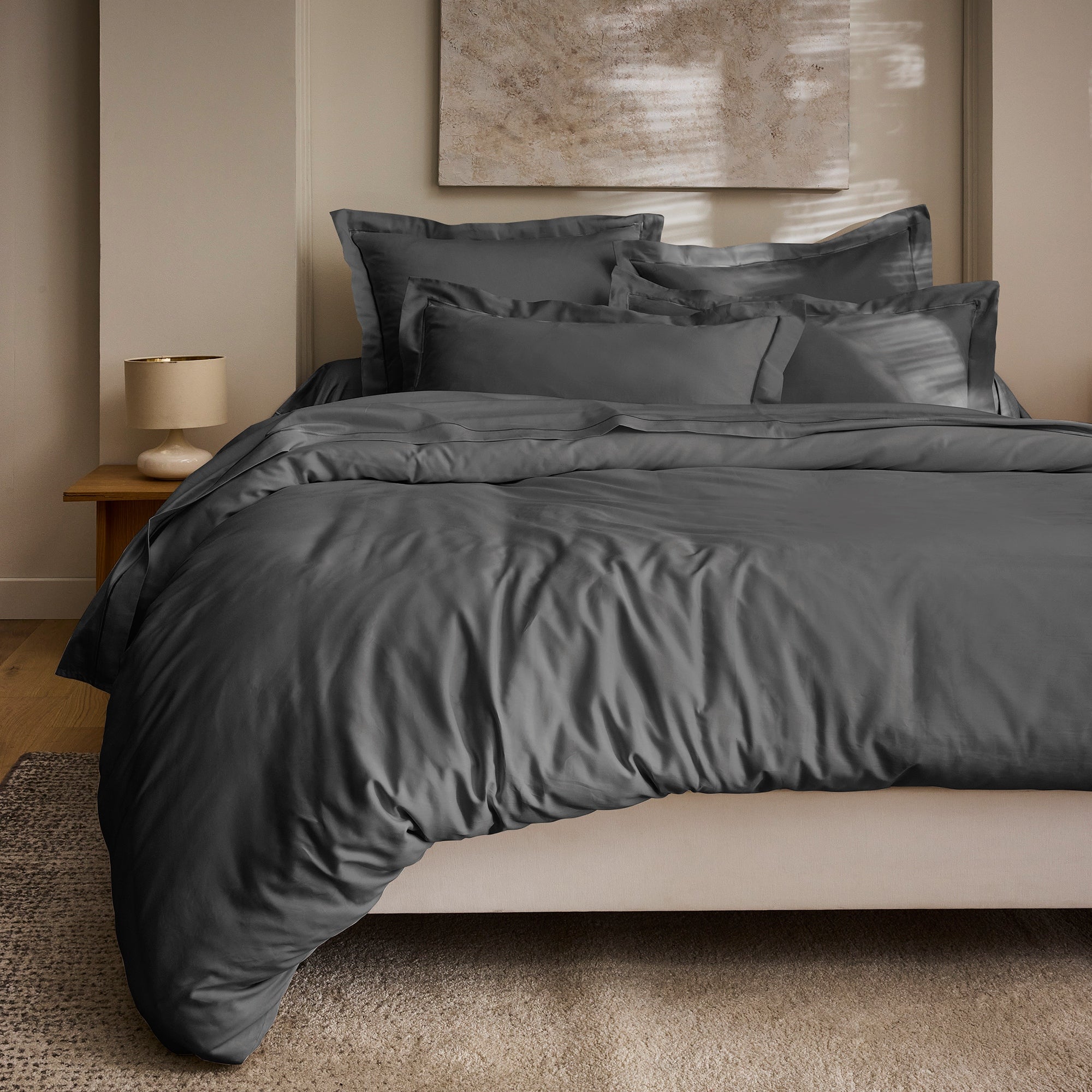 “Prestige” Duvet Cover - Cotton Sateen - Graphite
