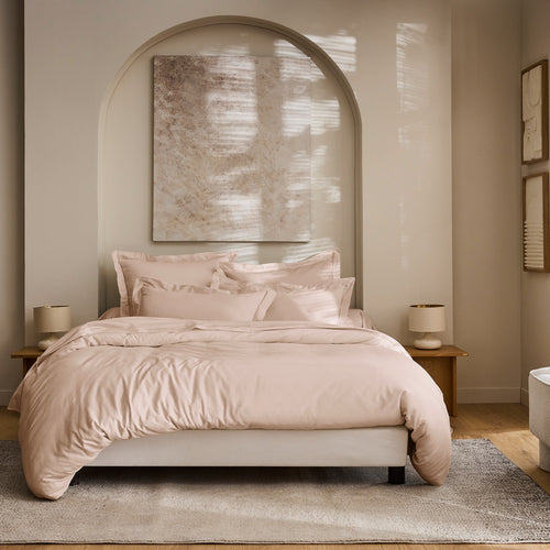 Housse De Couette "Prestige" - Satin De Coton - Rose Blush
