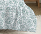 Complete Printed Pack (Duvet Cover + Pillowcase(s) + Fitted Sheet) - 100% Cotton 57 Thread Count - Agathe Celadon