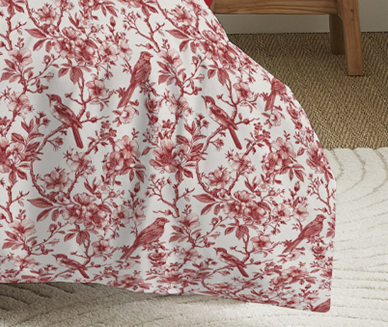 Pack Complet Imprimé (Housse De Couette + Taie(s) + Drap Housse) - 100% Coton 57 Fils - Berangere Rouge