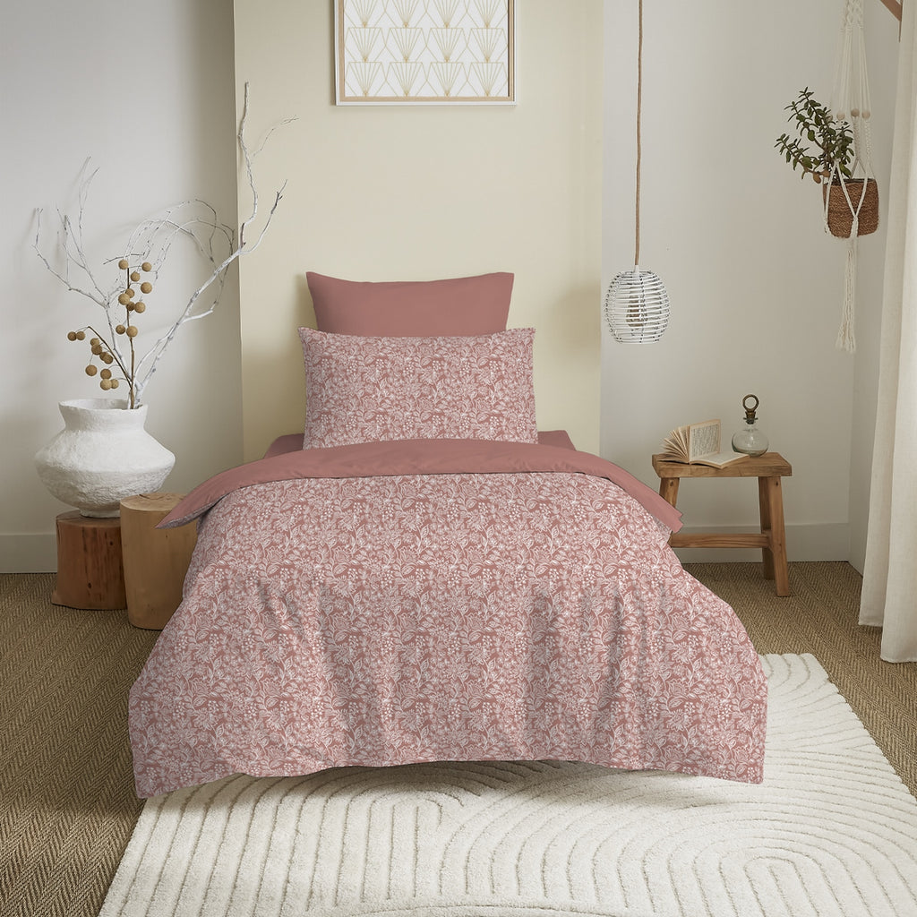 Pack Completo Estampado (Funda Nórdica + Funda(s) De Almohada+ Sábana Bajera) - 100% Algodón 57 Hilos - Melocotón Celeste