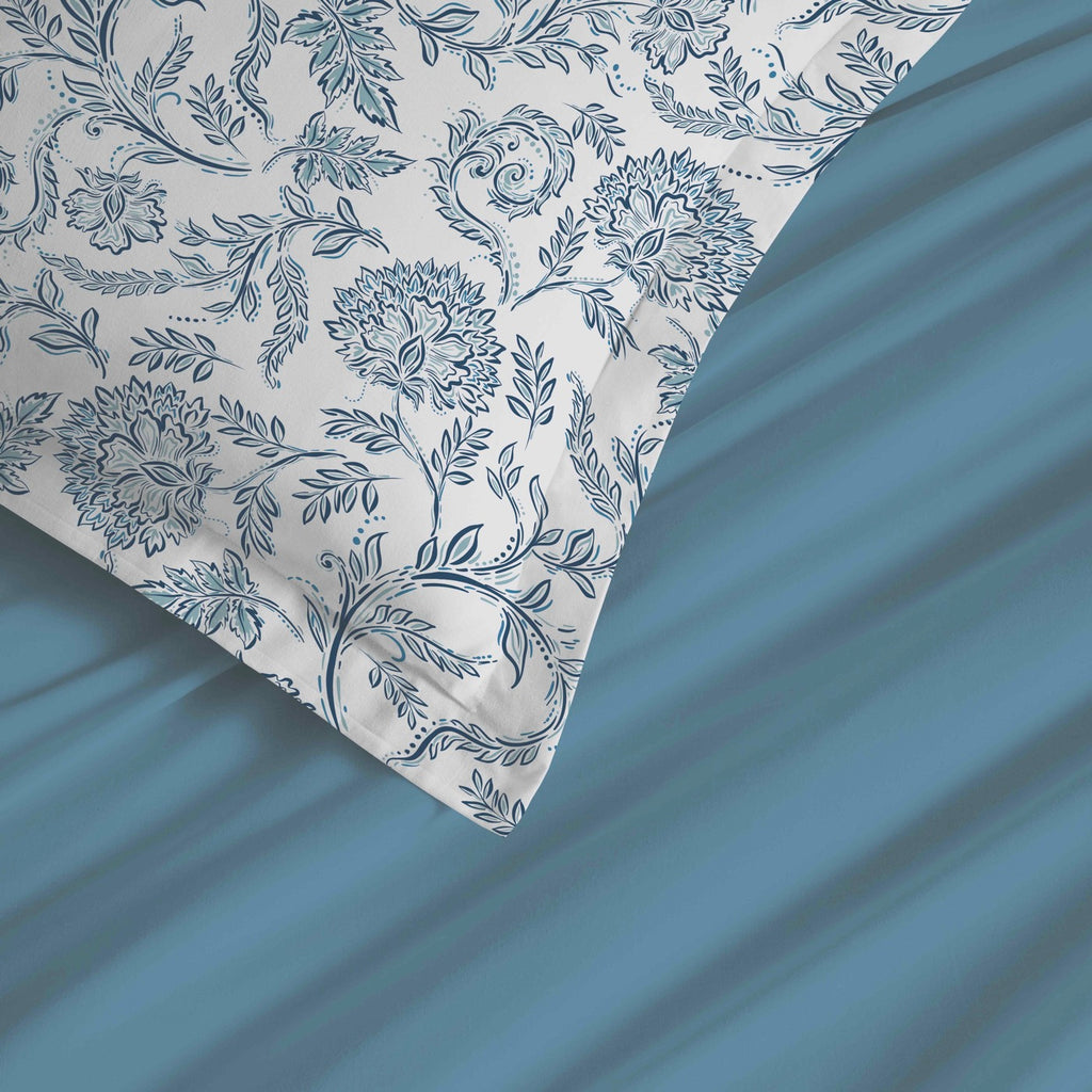Parure De Draps 4 Pièces Pour Lit - 100% Coton - Salma Bleu