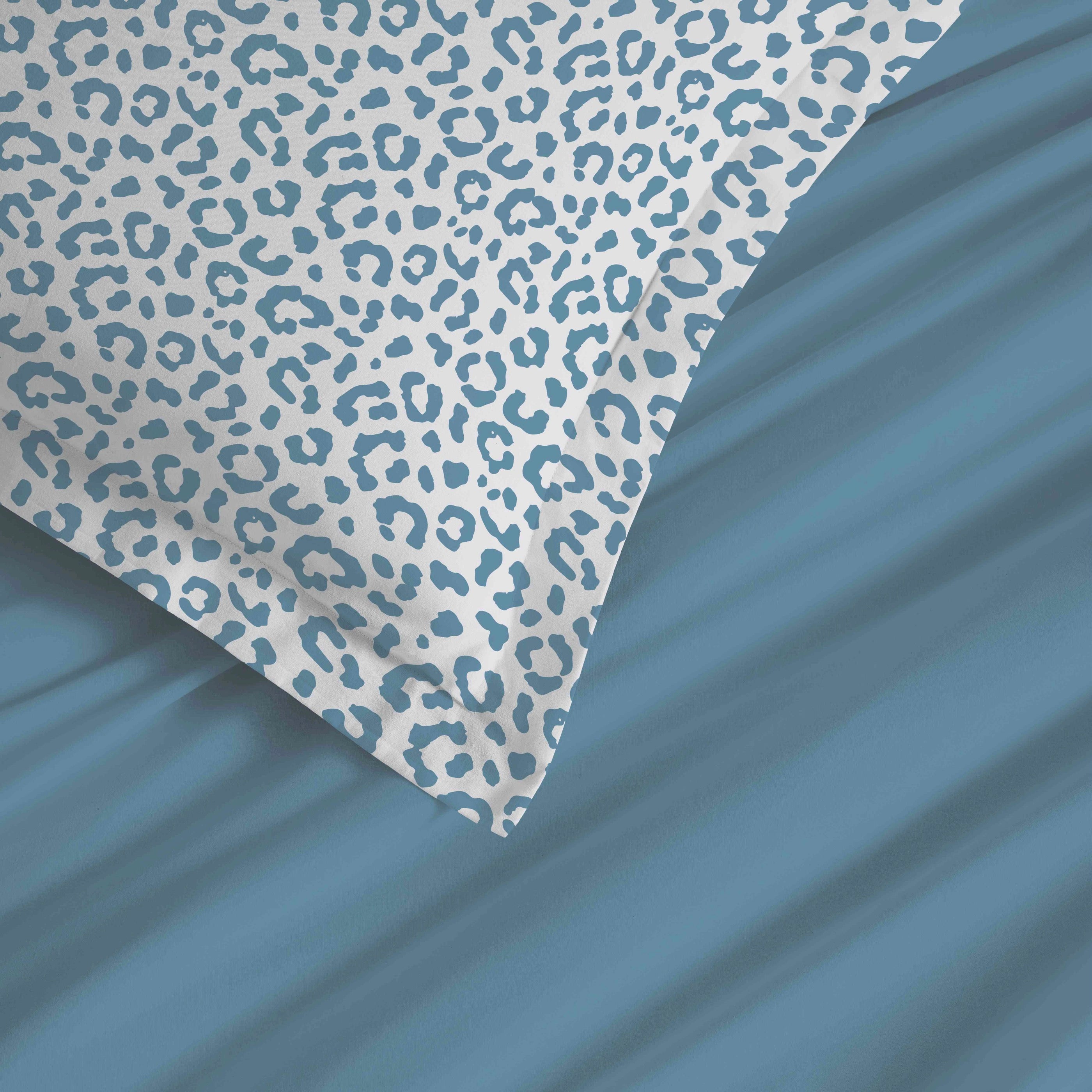 Juego de Sábanas para Cama Grande de 4 Piezas - 100% Algodón - Azul Diana