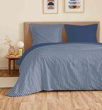 Parure De Draps 4 Pièces Pour Lit Grande Largeur - 100% Coton - Gabrielle Marine