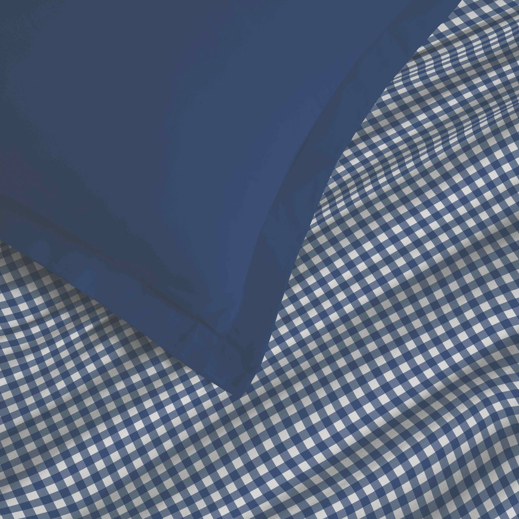 Parure De Draps 4 Pièces Pour Lit Grande Largeur - 100% Coton - Gabrielle Marine