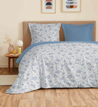Juego de Sábanas para Cama Grande de 4 Piezas - 100% Algodón - Azul Louise