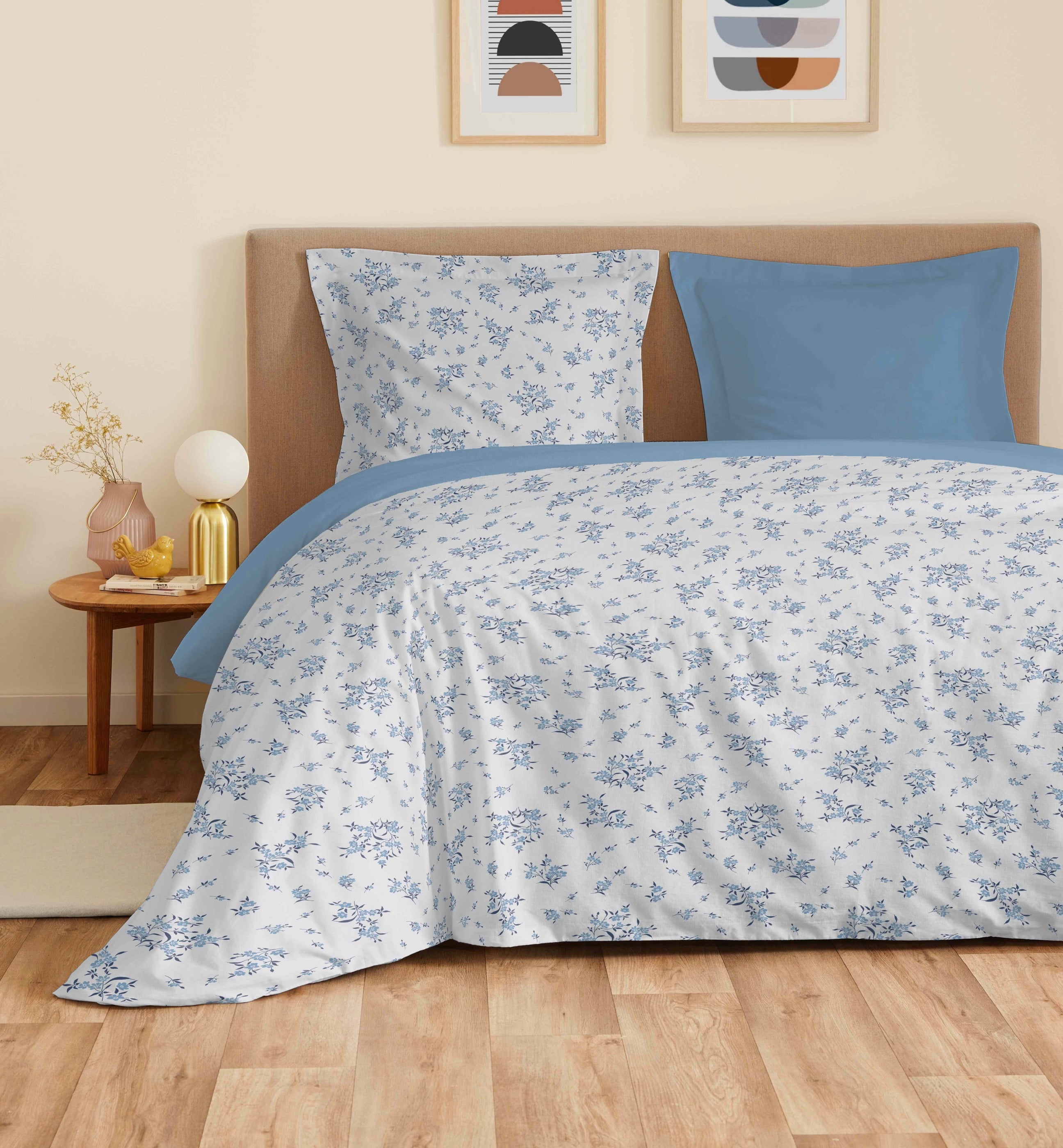 Juego de Sábanas para Cama Grande de 4 Piezas - 100% Algodón - Azul Louise