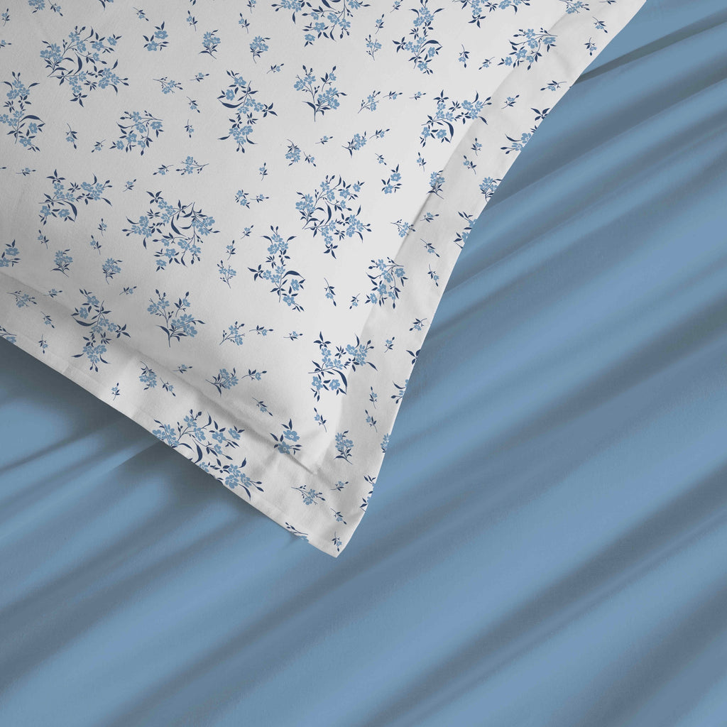 Juego de Sábanas para Cama Grande de 4 Piezas - 100% Algodón - Azul Louise