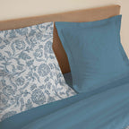 Juego de Sábanas para Cama Grande 4 Piezas - 100% Algodón - Azul Salma