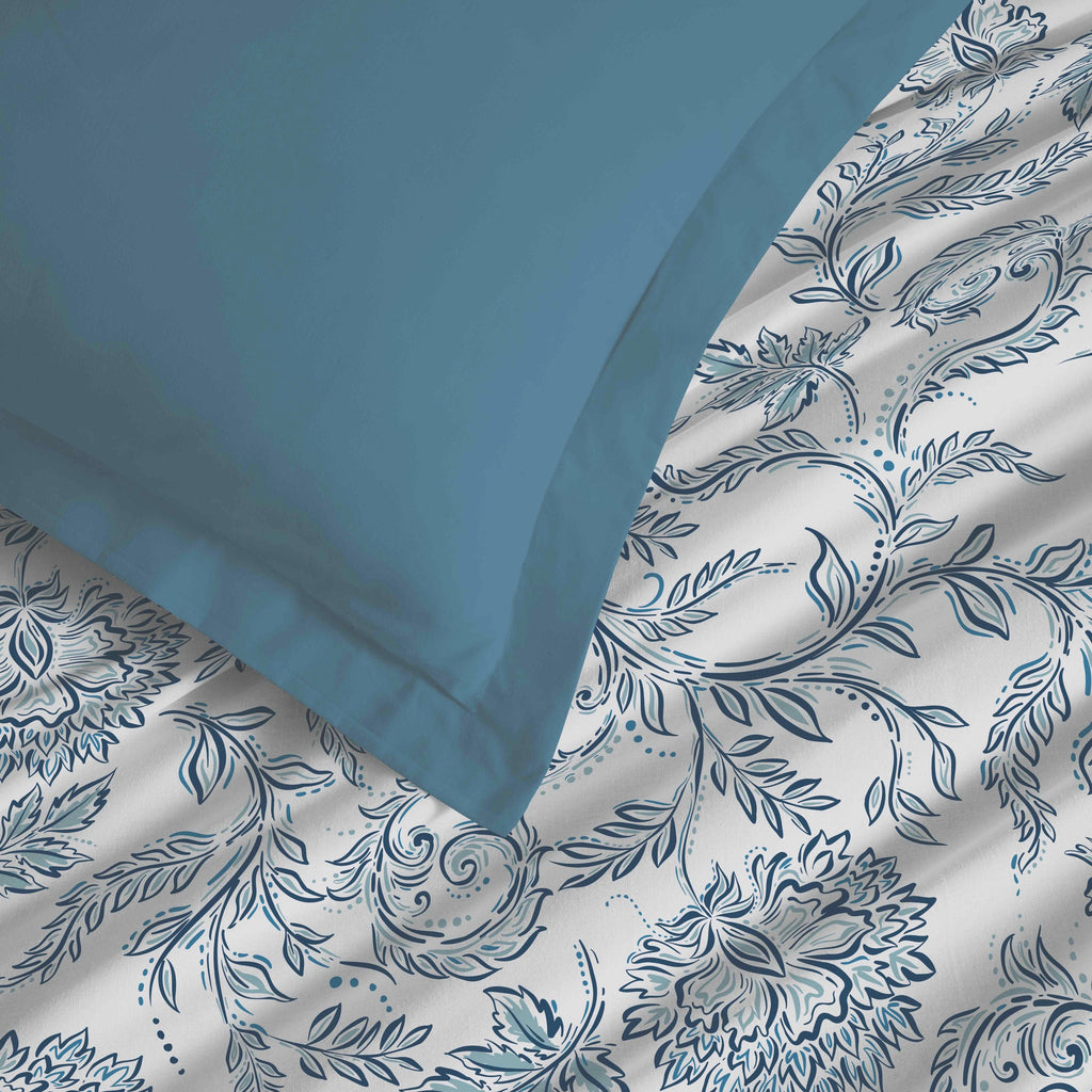 Juego de Sábanas para Cama Grande 4 Piezas - 100% Algodón - Azul Salma