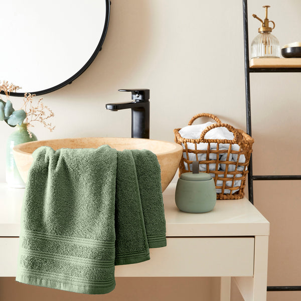 Serviette De Toilette "Spa" - 100% Coton - Romarin