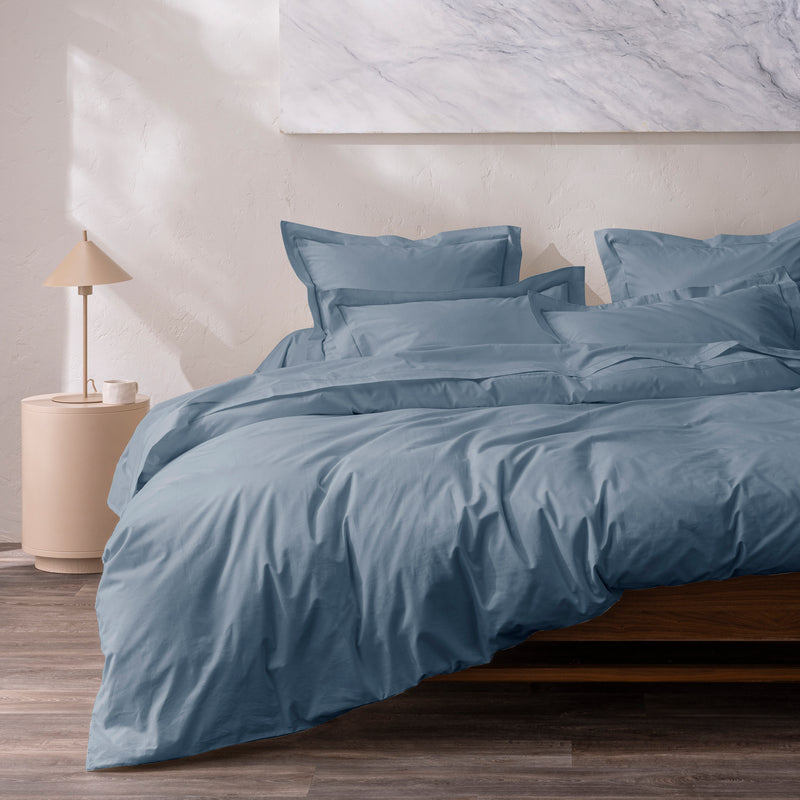 Taie D'Oreiller - 100% Percale Coton - Bleu Jean