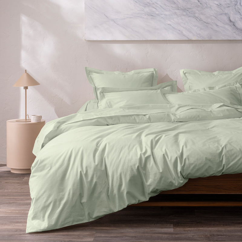 Taie D'Oreiller - 100% Percale Coton - Vert D'Eau