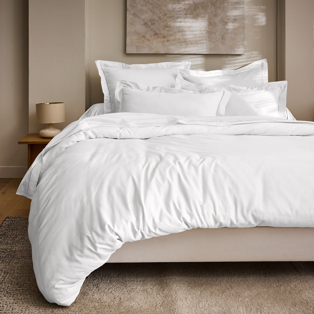 “Prestige” Pillowcase – Cotton Satin – White