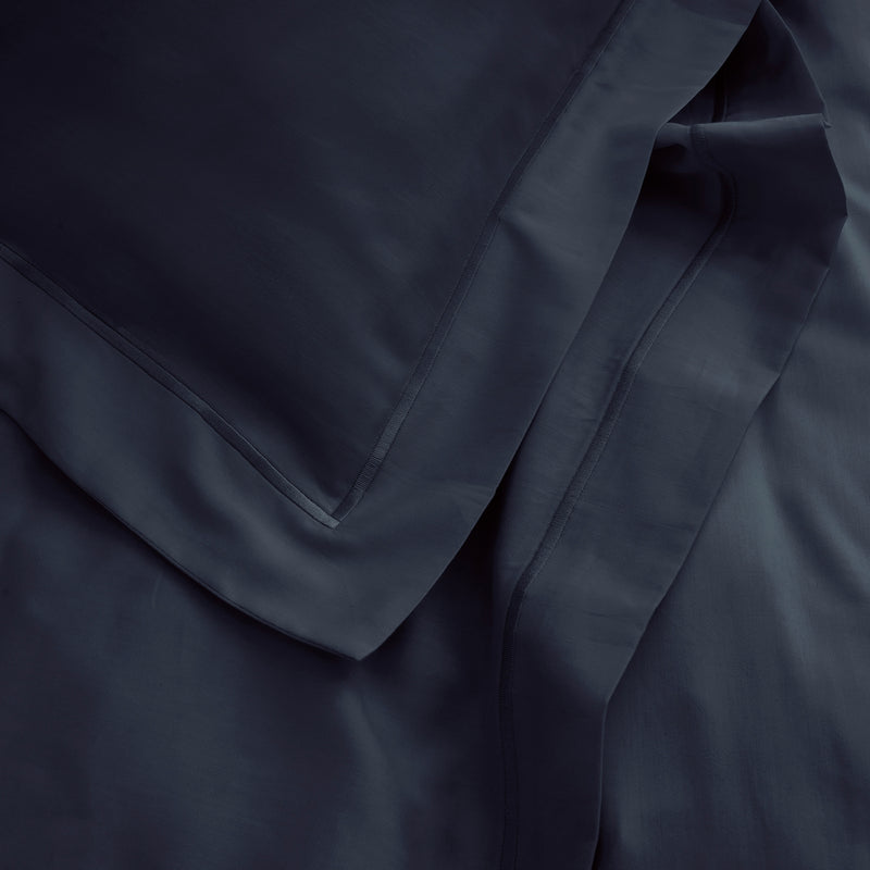 Taie D'Oreiller "Prestige" - Satin De Coton - Bleu Velours