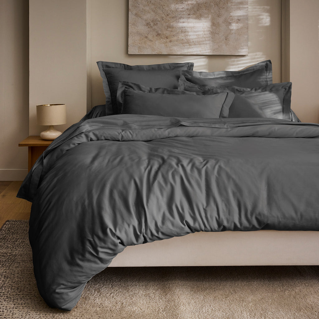 “Prestige” Pillowcase – Cotton Satin – Graphite