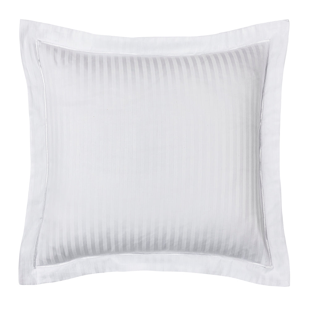 "Prestige" Pillowcase - 100% Combed Cotton Satin With Fine Stripes - White