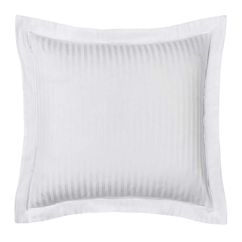 Taie D'Oreiller "Prestige" - 100% Satin De Coton Peigné Avec Fines Rayures - Blanc