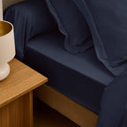 “Prestige” Bolster Case - Cotton Satin - Velvet Blue
