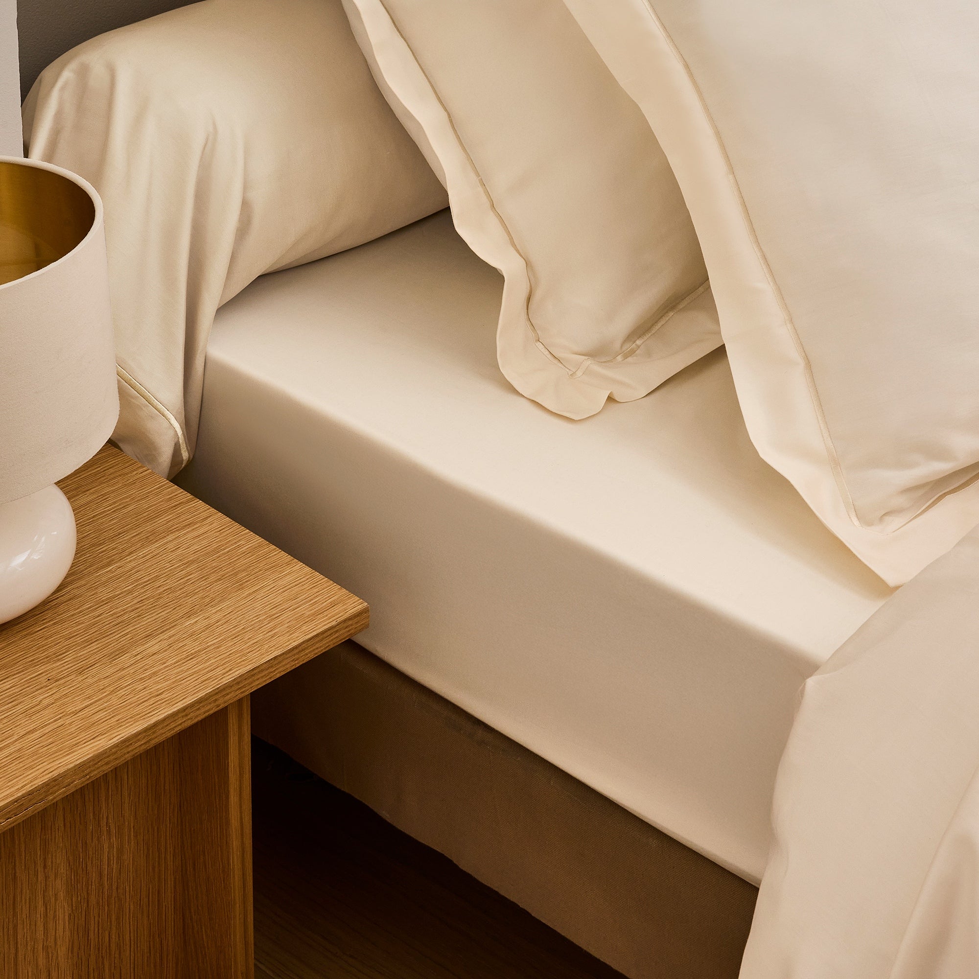 “Prestige” Bolster Case - Cotton Satin - Cream