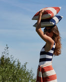 Coussin De Plage - Éponge - Rayures Rouille / Crème