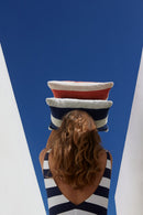 Coussin De Plage - Éponge - Rayures Rouille / Crème