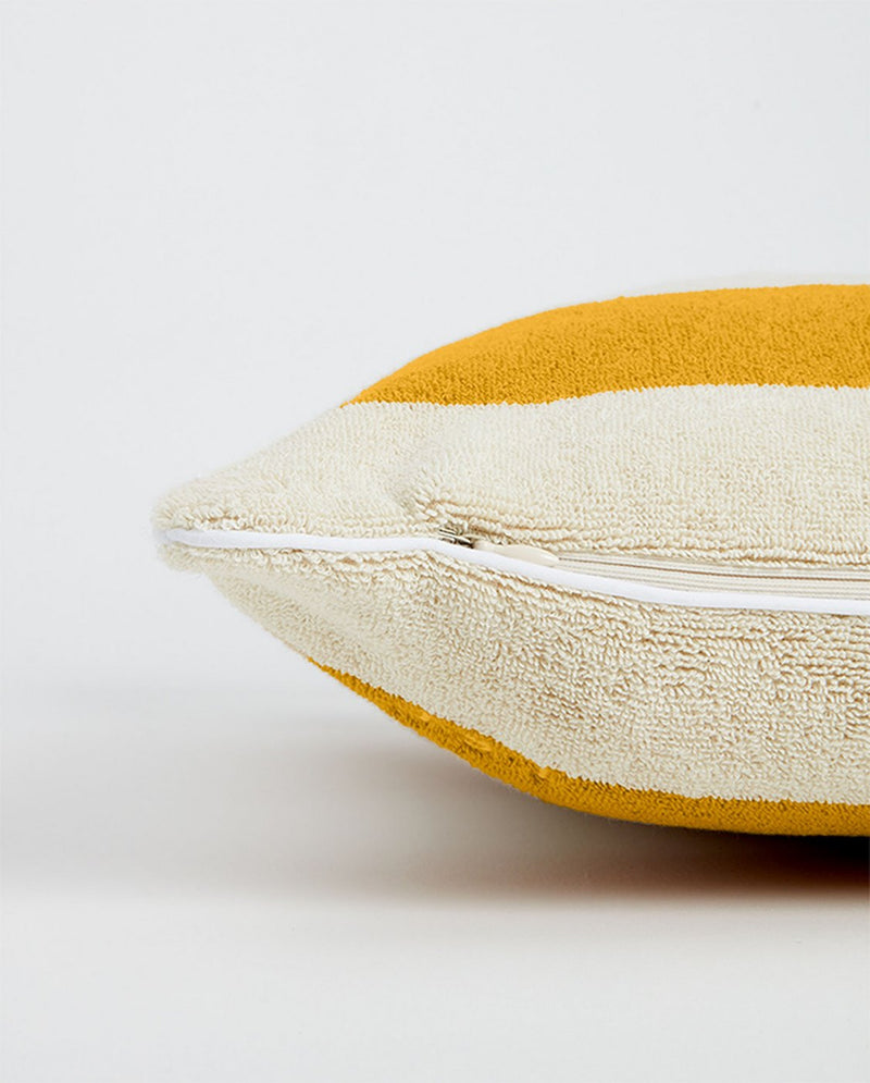 Coussin De Plage - Éponge - Rayures Jaune Gold/ Crème