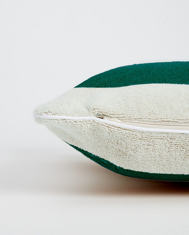 Coussin De Plage - Éponge - Rayures Vert Impérial / Crème