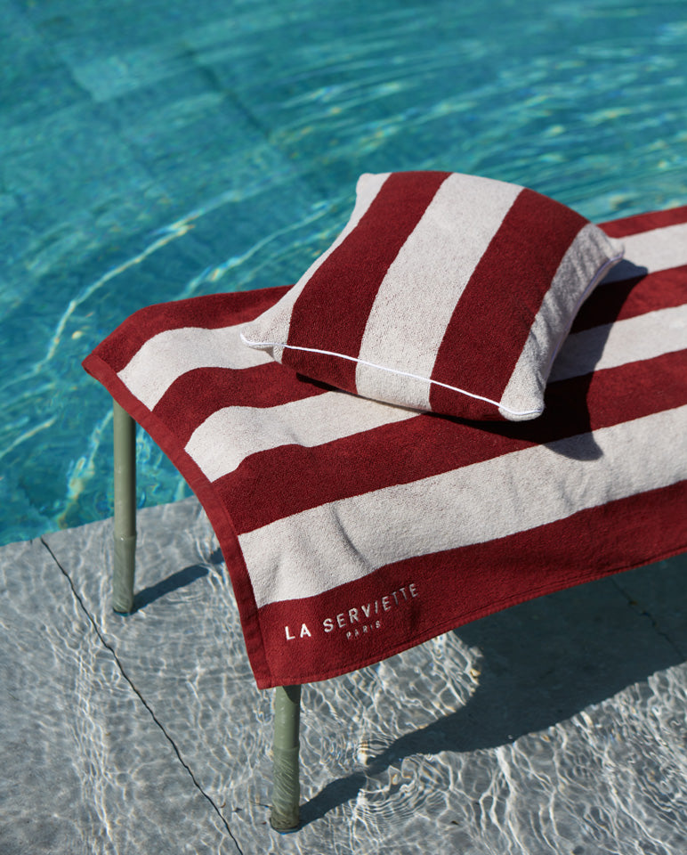 Coussin De Plage En Éponge - Rouge Grenat / Crème