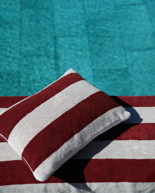 Coussin De Plage En Éponge - Rouge Grenat / Crème