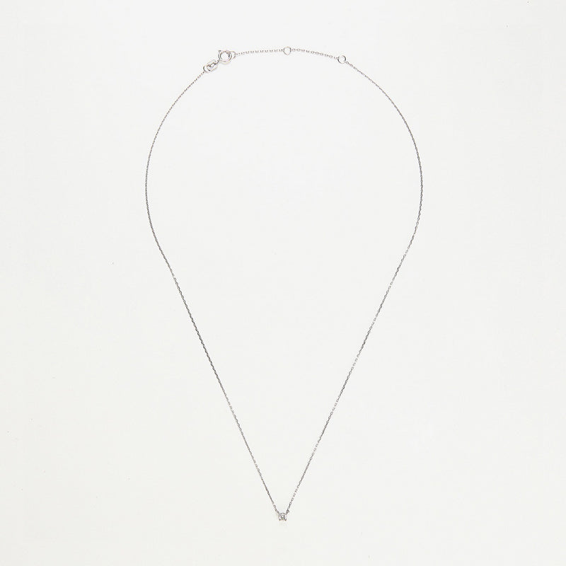 Collier Solitaire D0,08/1 - Or Blanc 375/1000