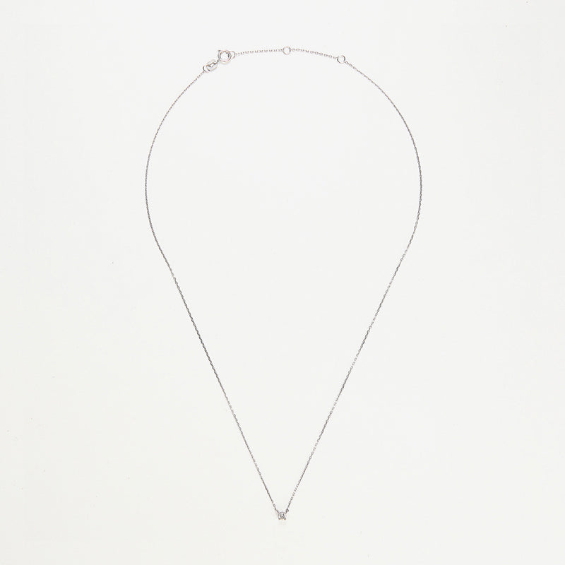 Collier Solitaire D0,08/1 - Or Blanc 375/1000