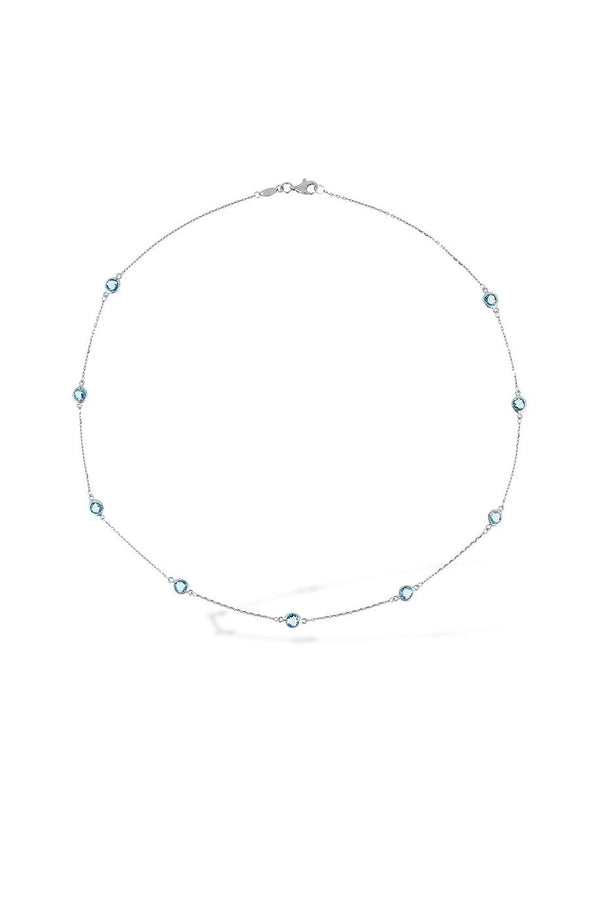 Diamanta – Collier "Colors" Topaas 3,15/9, fijn zilveren collier met lichtblauwe stenen, vooraanzicht