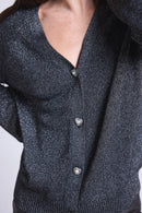 Cardigan Lurex Bijoux Crawford - Noir Et Lurex Argente - Femme