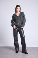 Cardigan Lurex Bijoux Crawford - Noir Et Lurex Argente - Femme