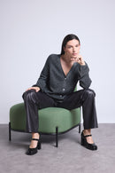 Cardigan Lurex Bijoux Crawford - Noir Et Lurex Argente - Femme