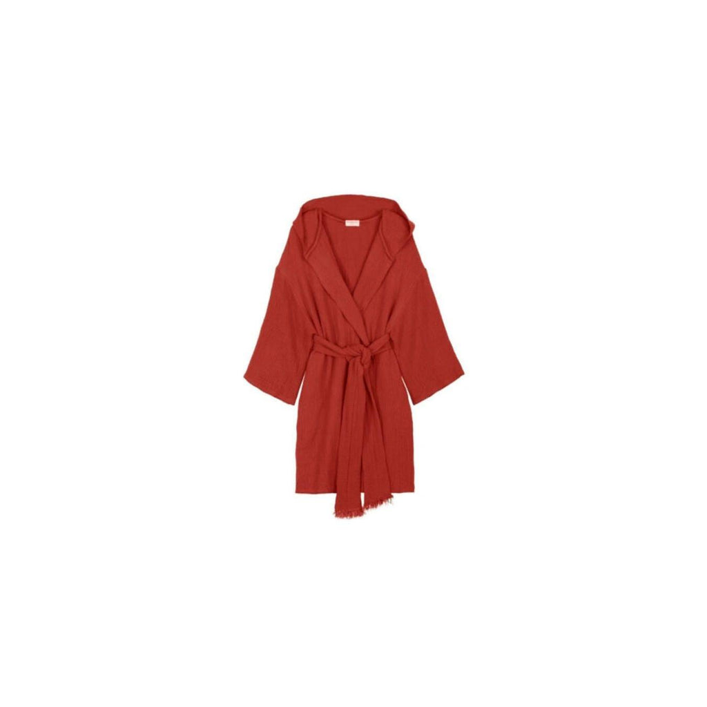 Hooded Cotton Gauze Kimono - Crawl - Burnt Earth