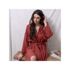 Hooded Cotton Gauze Kimono - Crawl - Burnt Earth