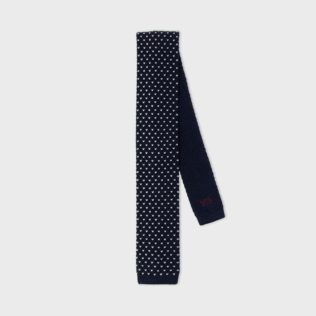 Corbata De Algodón - Marino Y Blanco