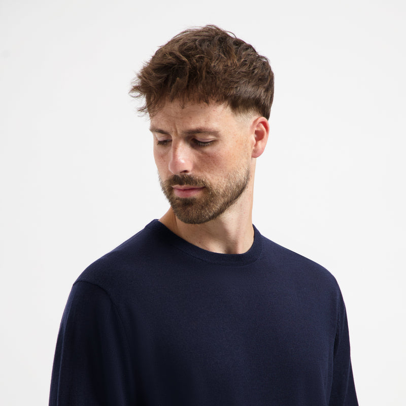 Pull Crew Neck 100% Merino - Navy Blue