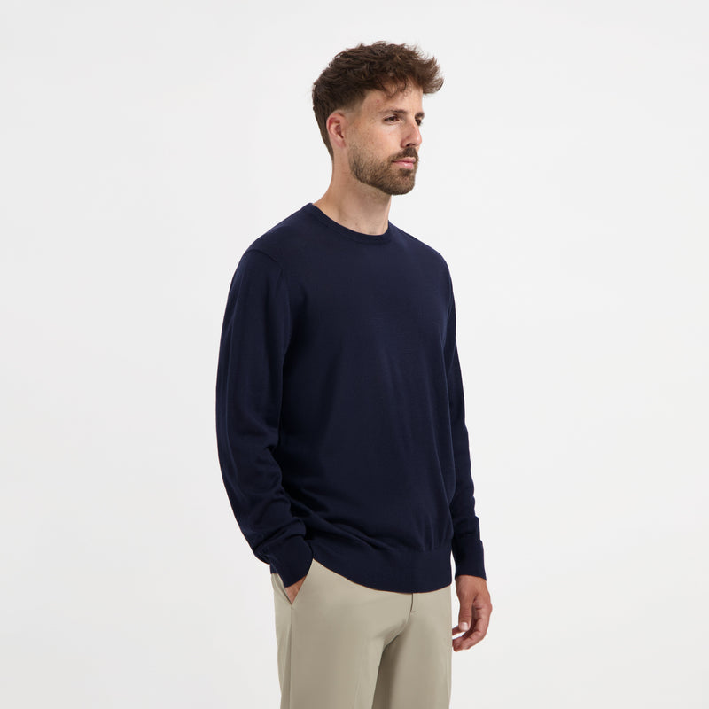 Pull Crew Neck 100% Merino - Navy Blue