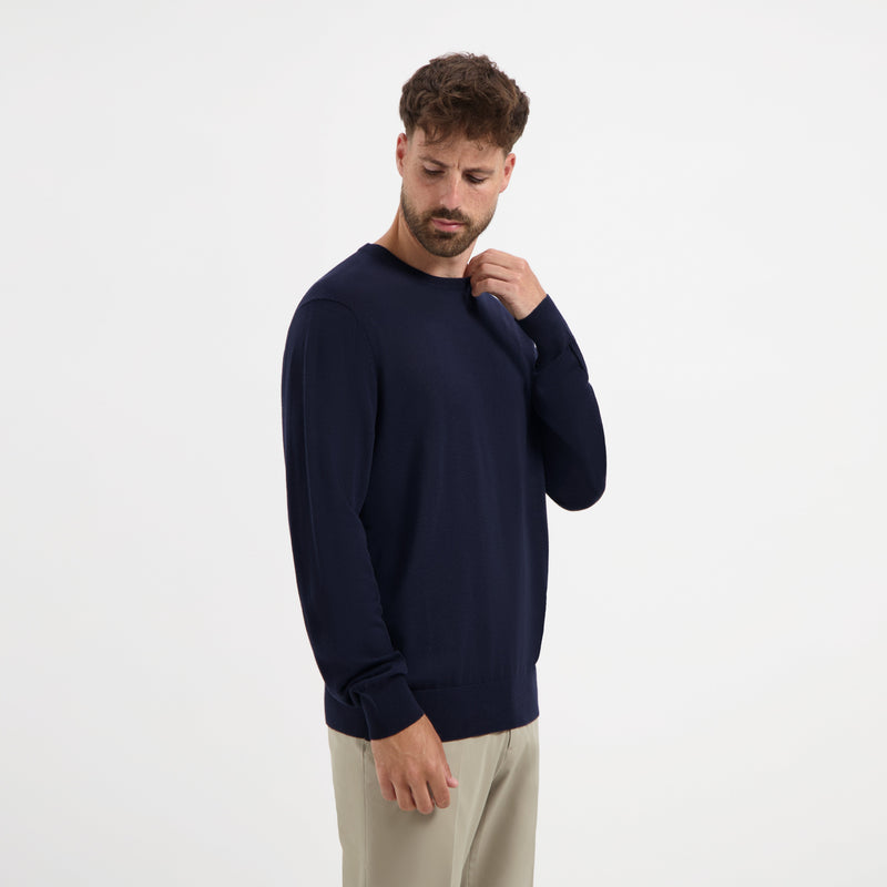 Pull Crew Neck 100% Merino - Navy Blue