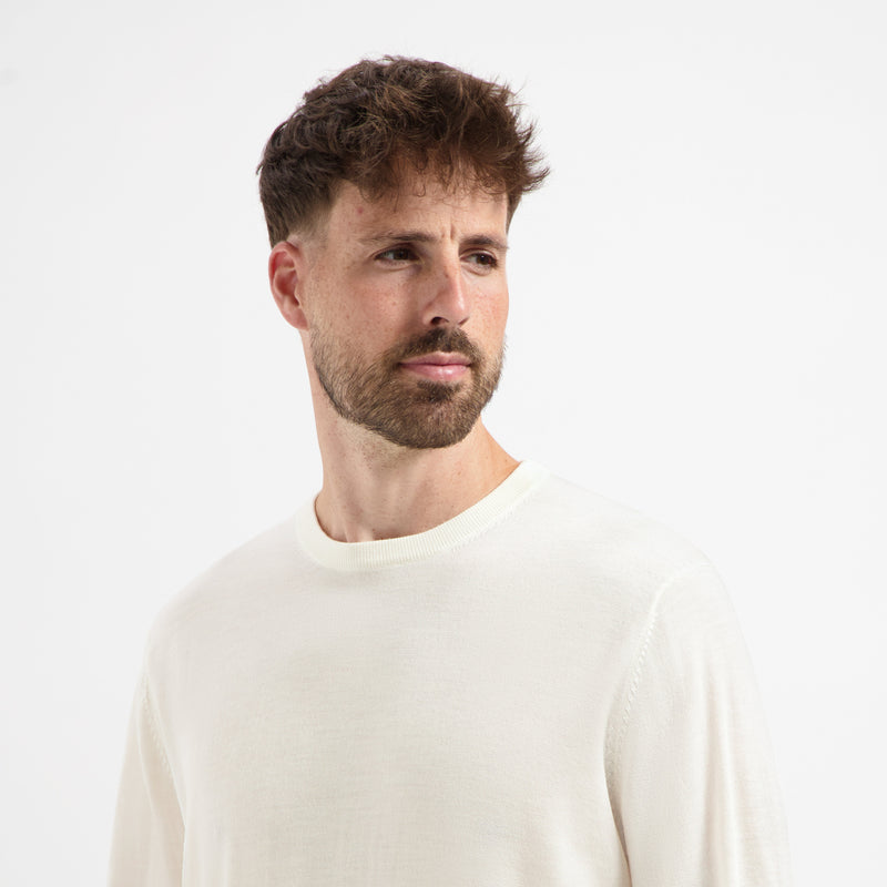Pull Crew Neck 100% Merino - Seachell White