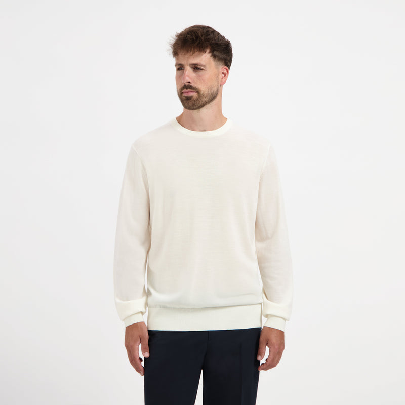 Pull Crew Neck 100% Merino - Seachell White