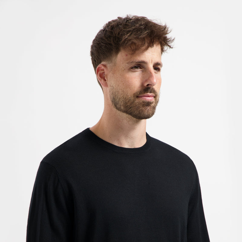 Pull Crew Neck 100% Merino - Basalt Black