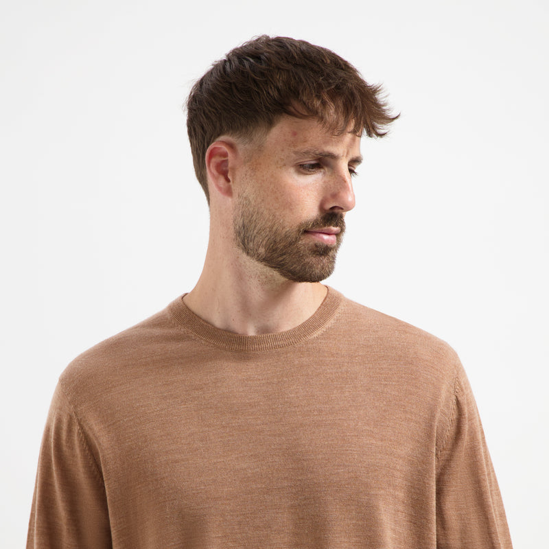 Pull Crew Neck 100% Merino - Tuscan Camel