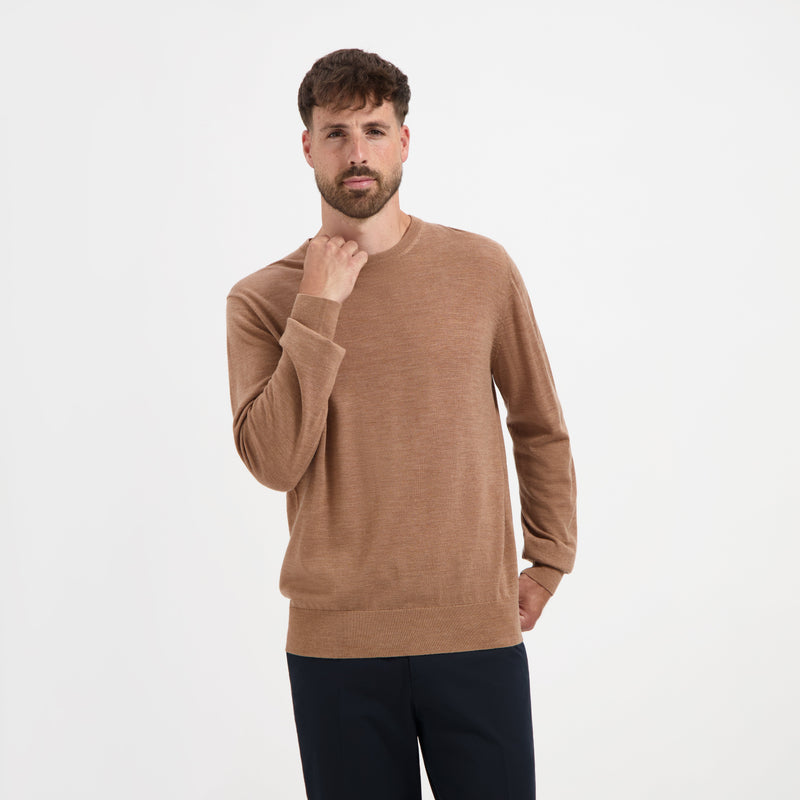 Pull Crew Neck 100% Merino - Tuscan Camel