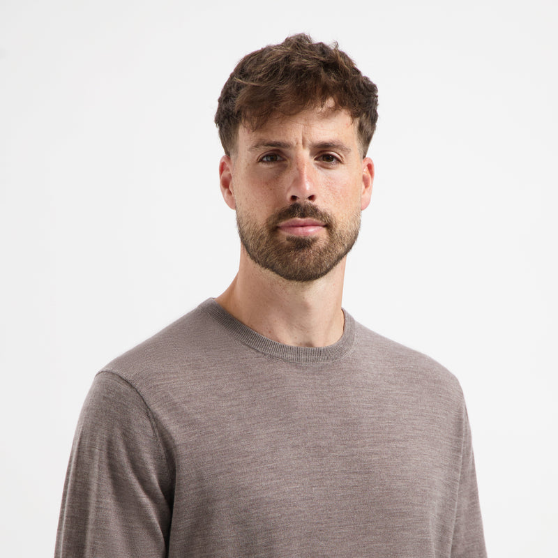 Pull Crew Neck 100% Merino - Oak Brown