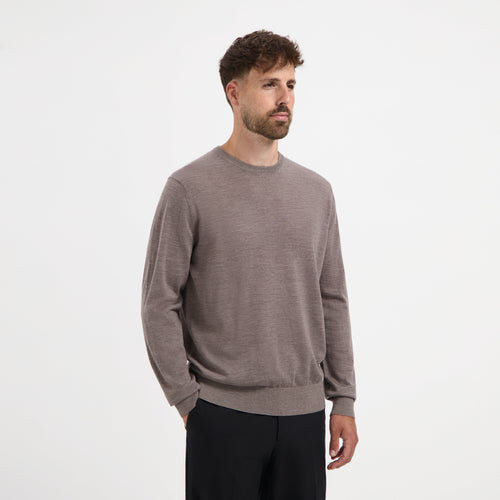 Pull Crew Neck 100% Merino - Oak Brown