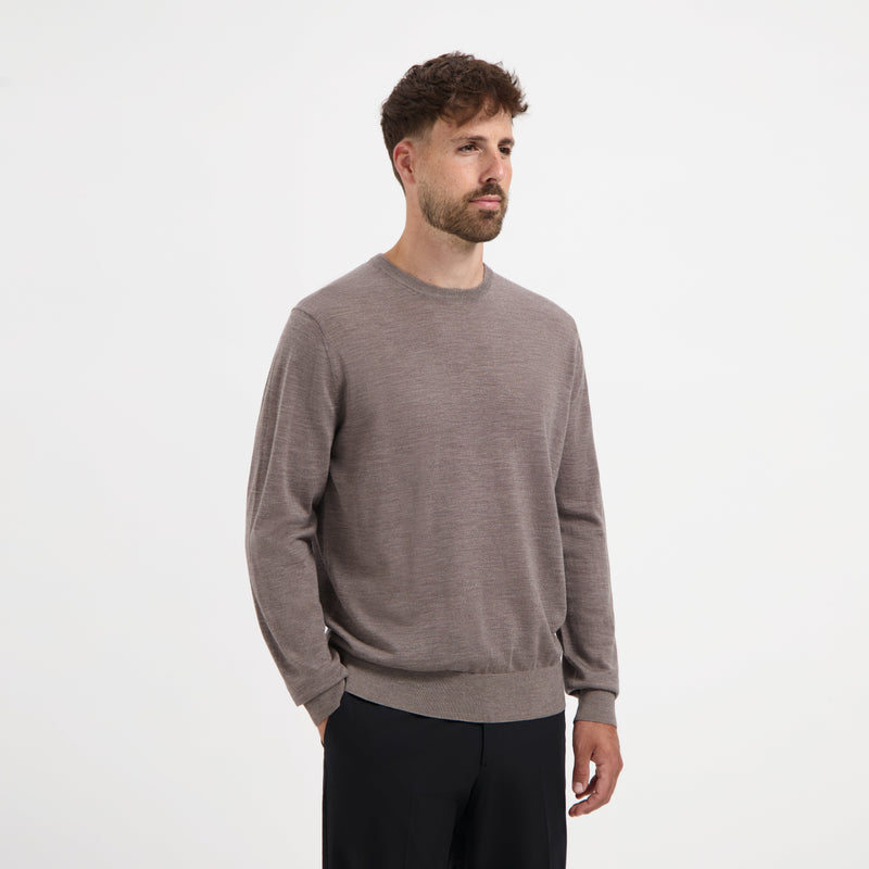 Pull Crew Neck 100% Merino - Oak Brown